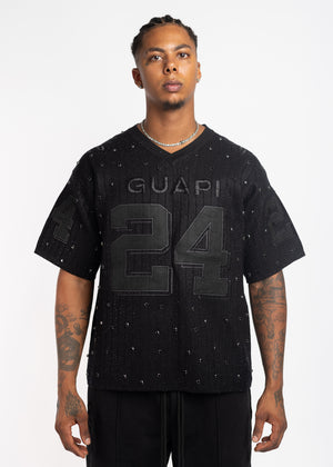 All Black Embellished Football Tee