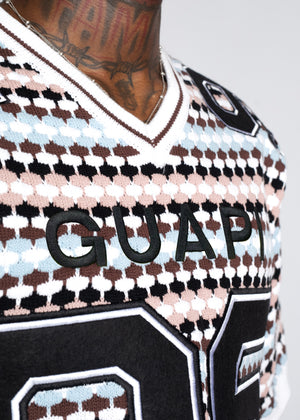 Aqua Blue Knit Football Tee