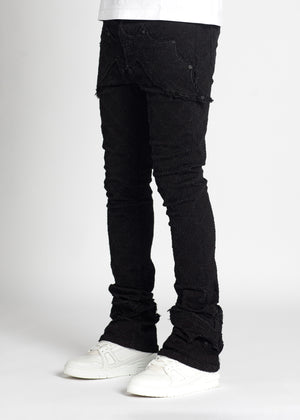 Obsidian Black Megabat Stacked Denim