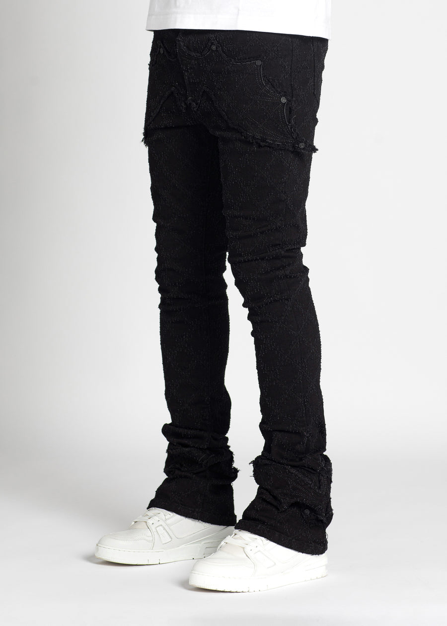 Obsidian Black Megabat Stacked Denim