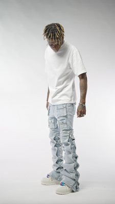 Aqua Blue Stacked Premium Denim - Guapi Clothing