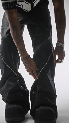 Obsidian Black Waxed Zipper Denim - Guapi Clothing