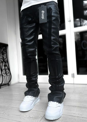 All Black Skeleton Blood Diamond Leather Pant