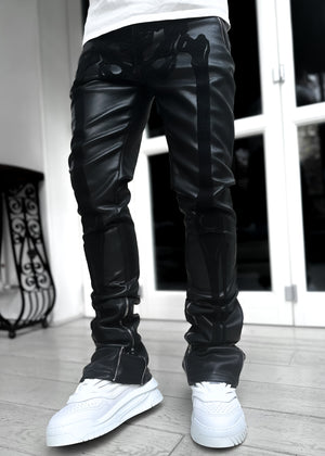 All Black Skeleton Blood Diamond Leather Pant