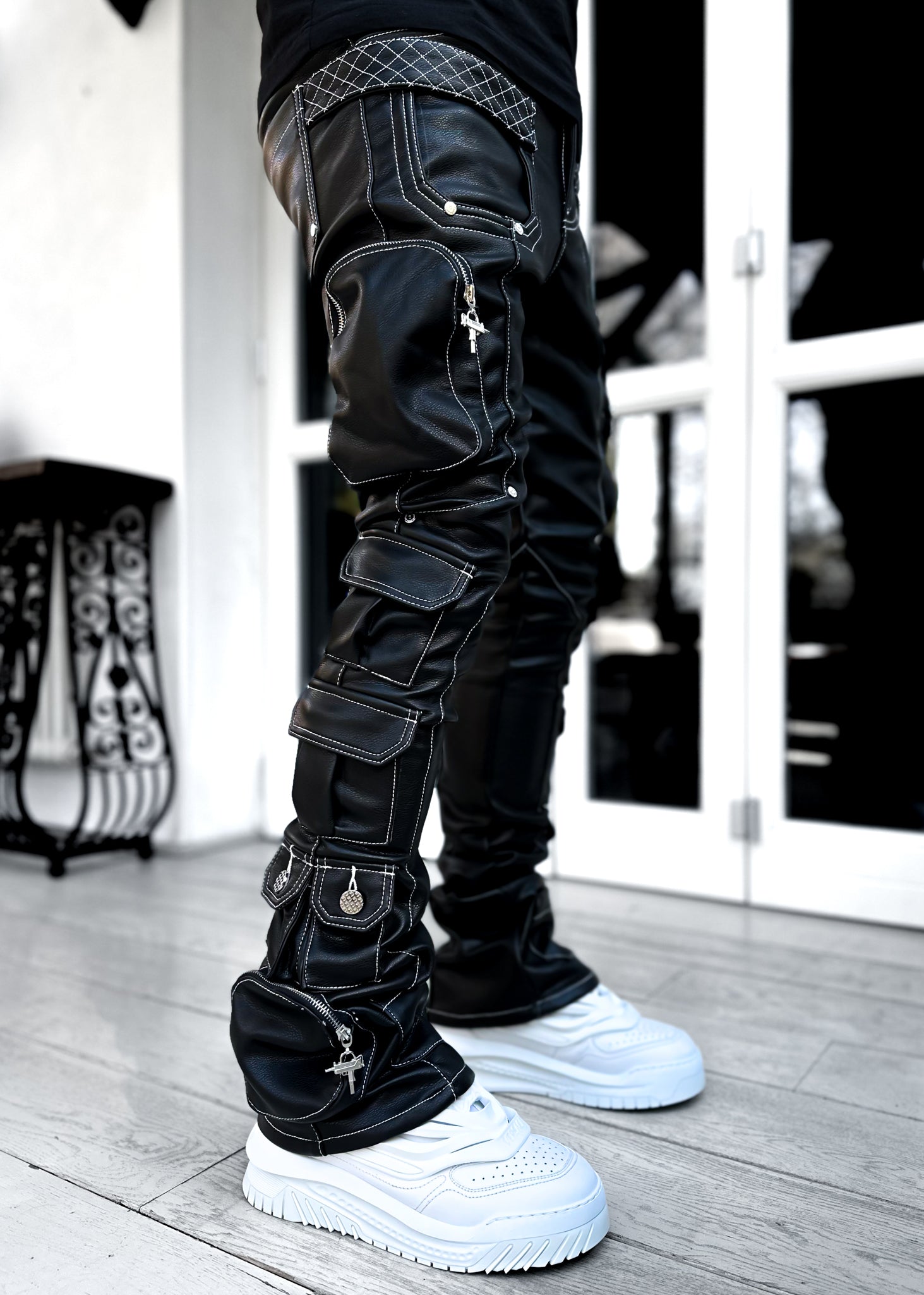 Guapi Limited Edition Obsidian Black Stacked Cargo Pants 34x32