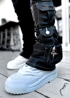 Obsidian Black Contrast Cargo Leather Pant V2