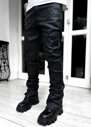 Obsidian Black Logos Stacked Denim