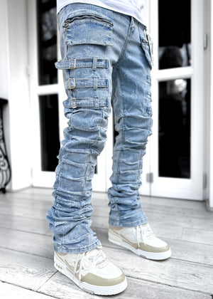 Steel Blue Stacked Paisley Denim