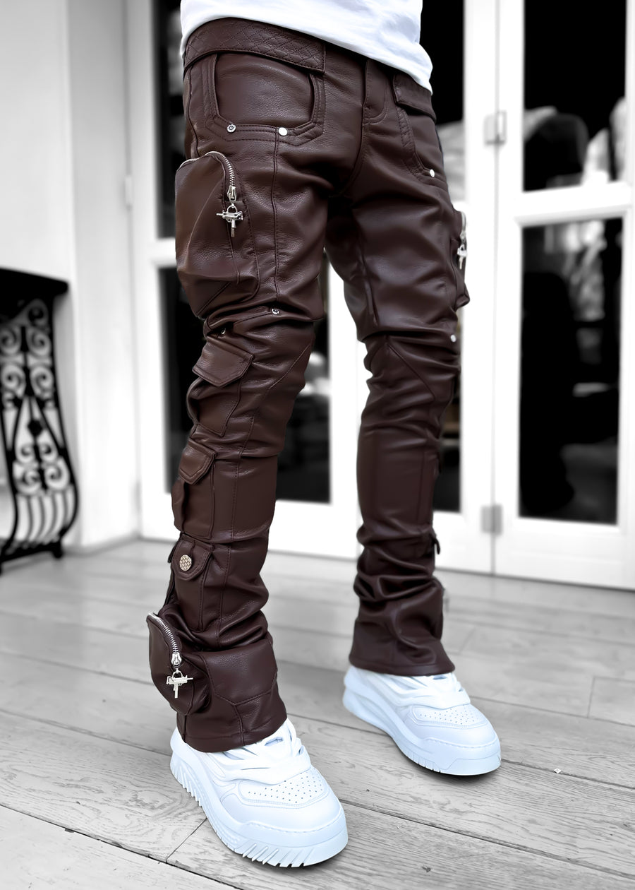 Oak Brown Cargo Leather Pant