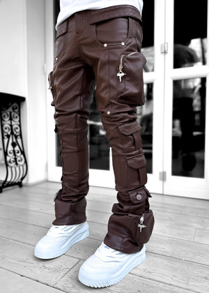 Oak Brown Cargo Leather Pant