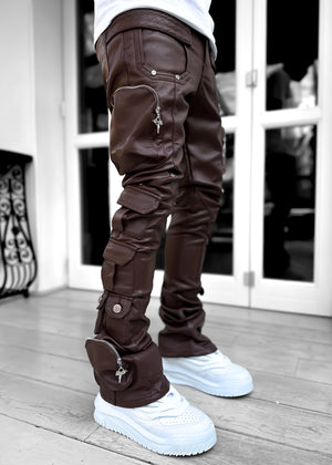 Oak Brown Cargo Leather Pant
