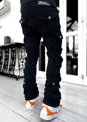Obsidian Black Corduroy Cargo Pant