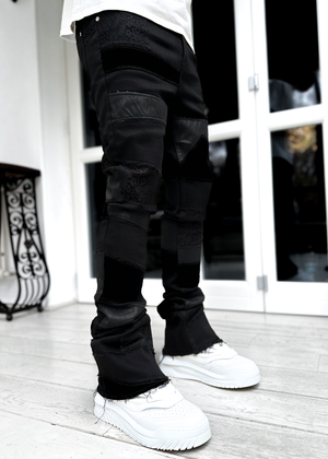 All Black Patches Stacked Denim