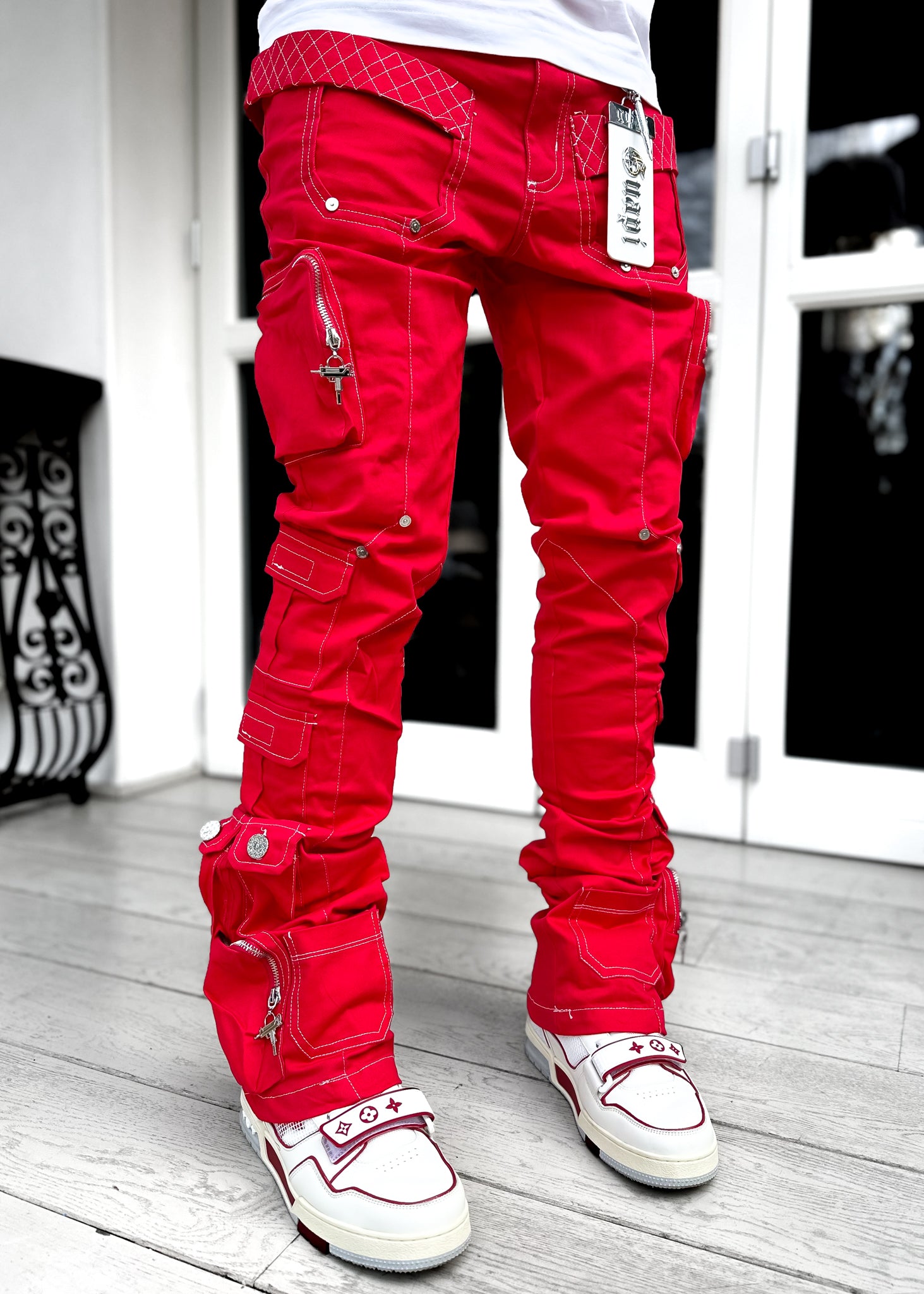 Blood Red Contrast Cargo - Guapi Clothing