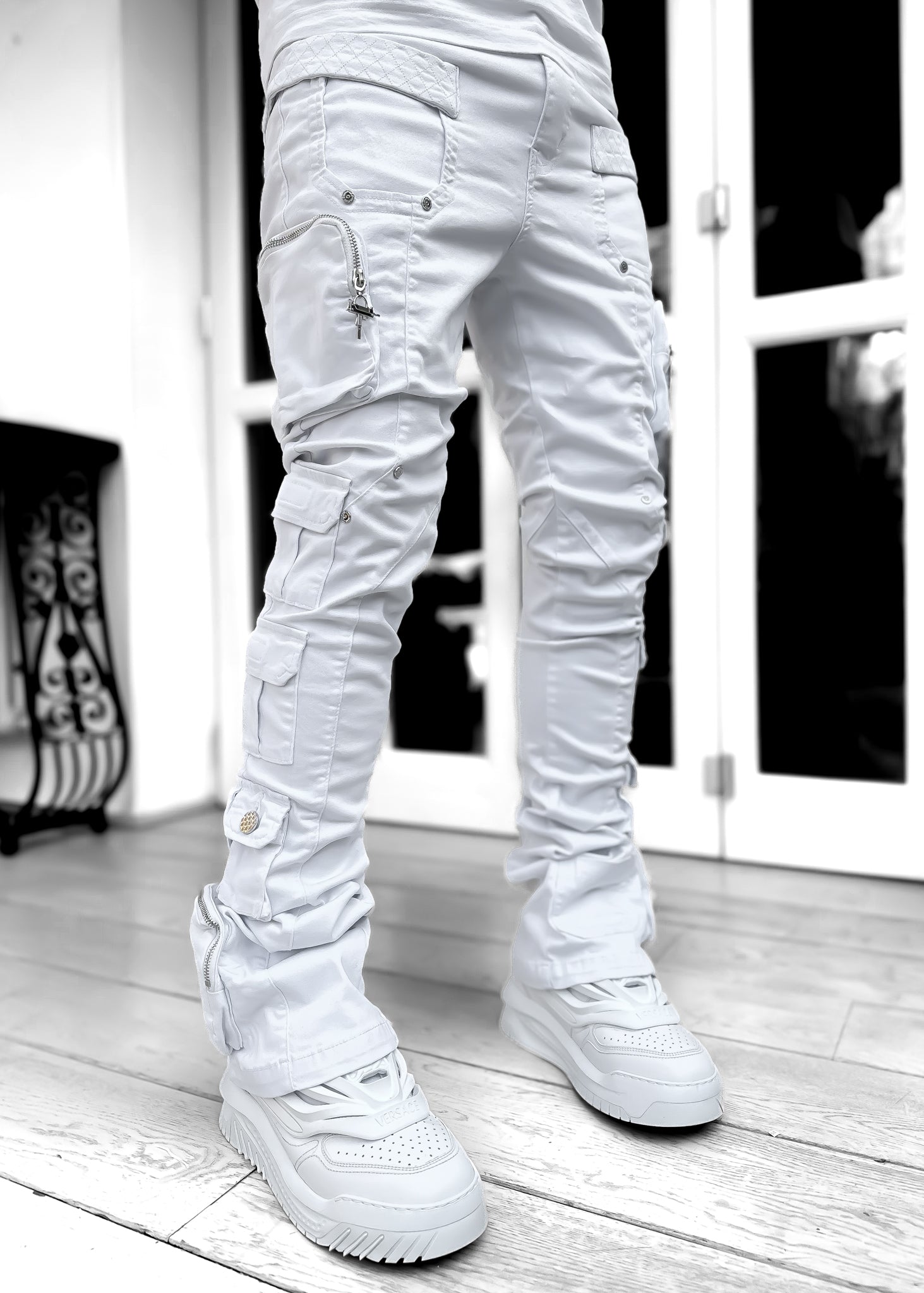 Ghost White Stacked Cargo Pant