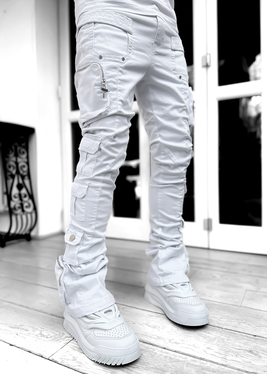 Ghost White Stacked Cargo Pant