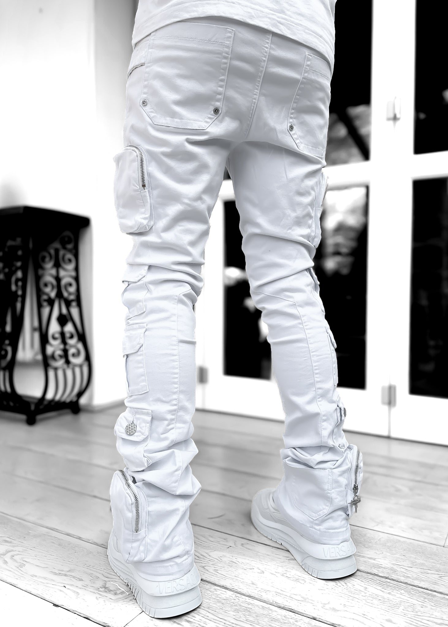 Ghost White Stacked Cargo Pant