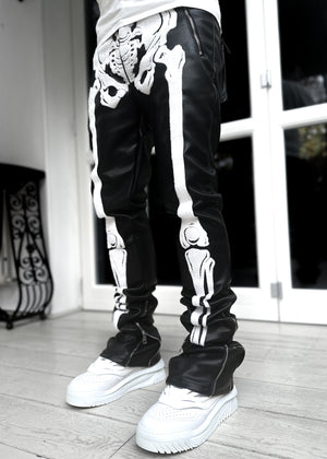 Obsidian Black Skeleton Blood Diamond Leather Pant