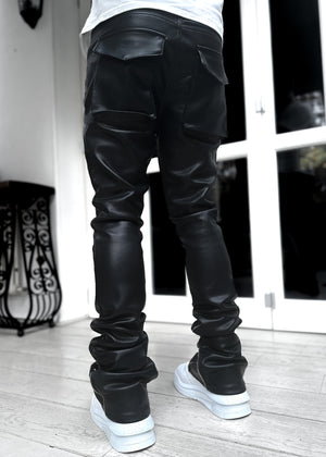All Black Skeleton Blood Diamond Leather Pant