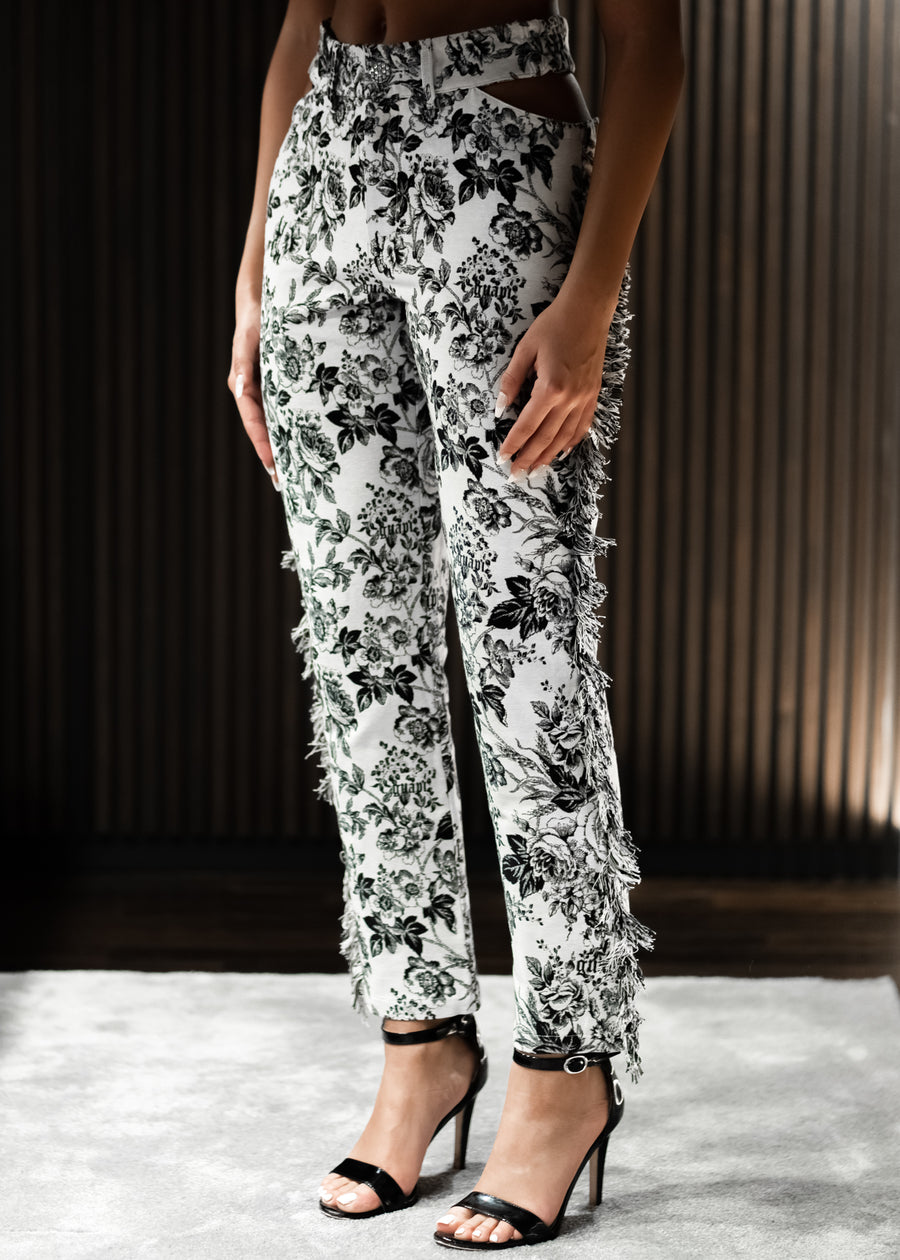 Ghost White Toile De Jouy Pants